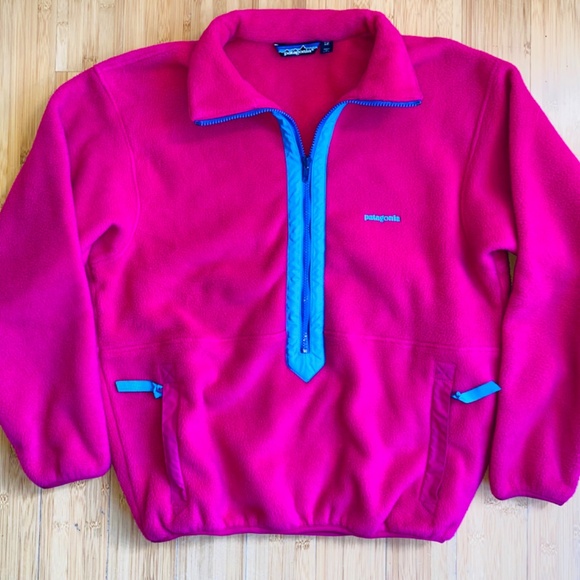 Patagonia Jackets & Blazers - Vintage Patagonia M Hot Pink Blue Purple Half Zip Fleece Pullover Womens 12 USA